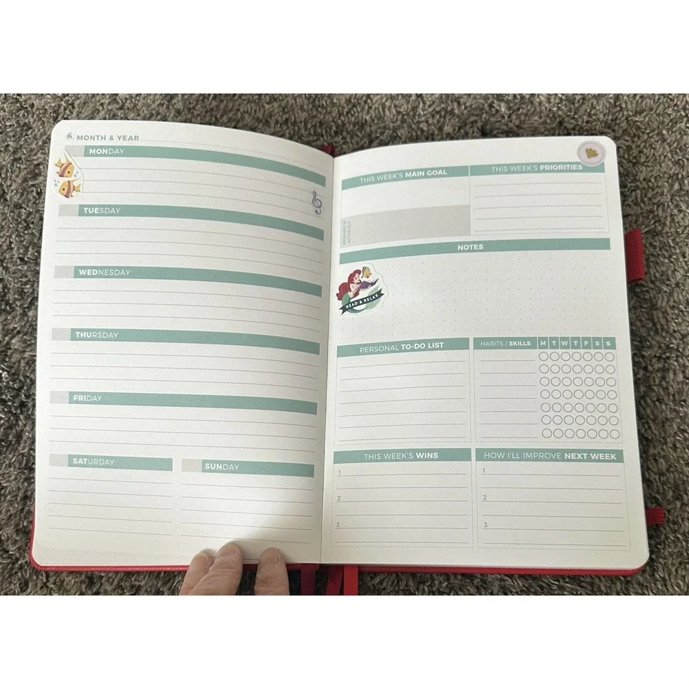 Has Stickers In Book/No Writing - Clever Fox Non-Dated Weekly Planner (RED)
